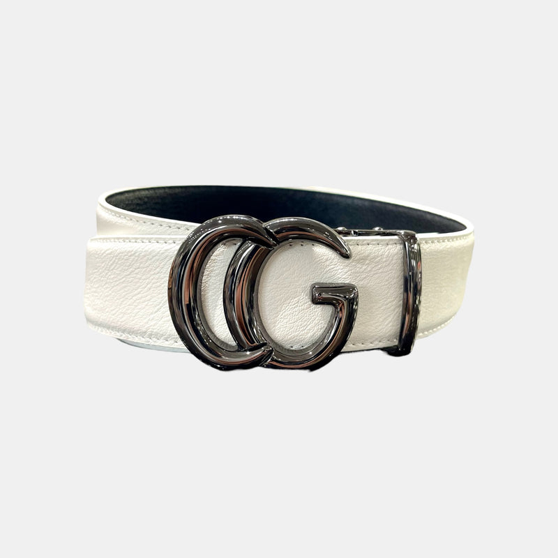 Designer fashion belt (White/Black) GG