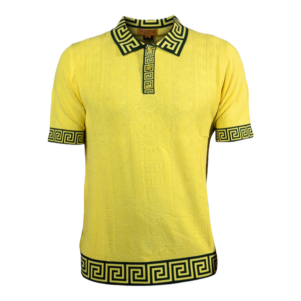 Prestige Greek Key Polo Luxury Knit (Yellow/Green) 177