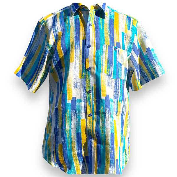 Inserch Linen Premium Shirt (Estate Blue/Yellow/White)