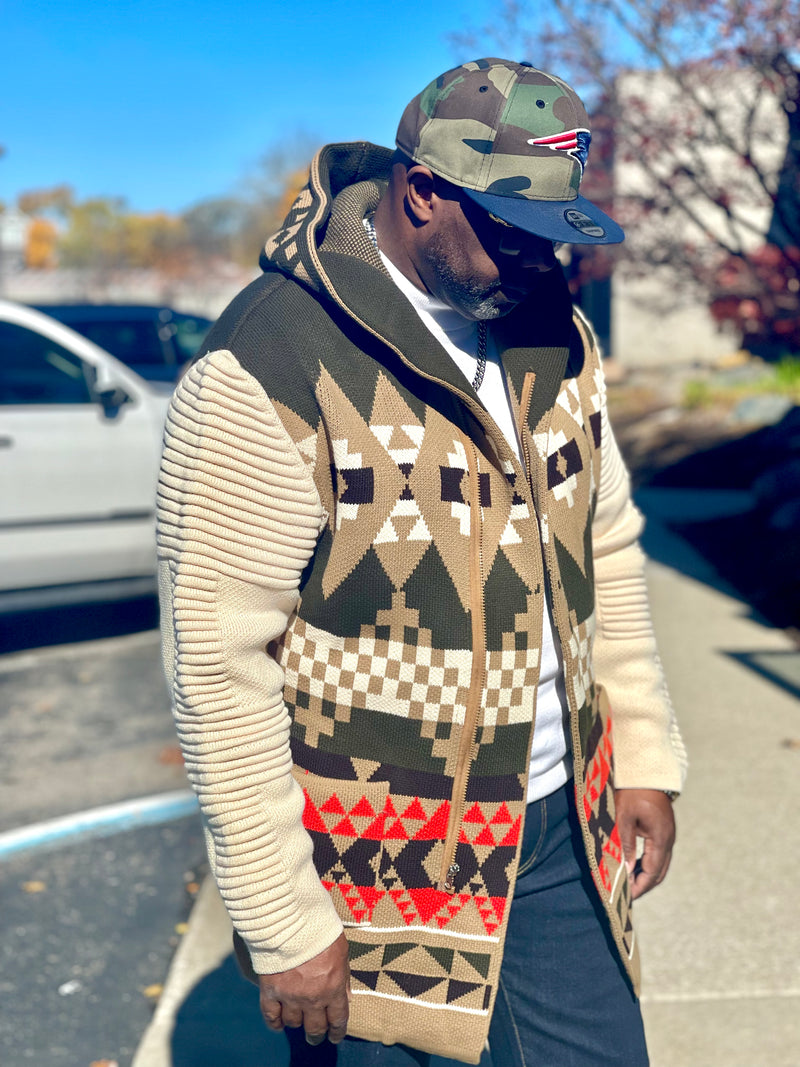 Mens aztec cardigan sweater online