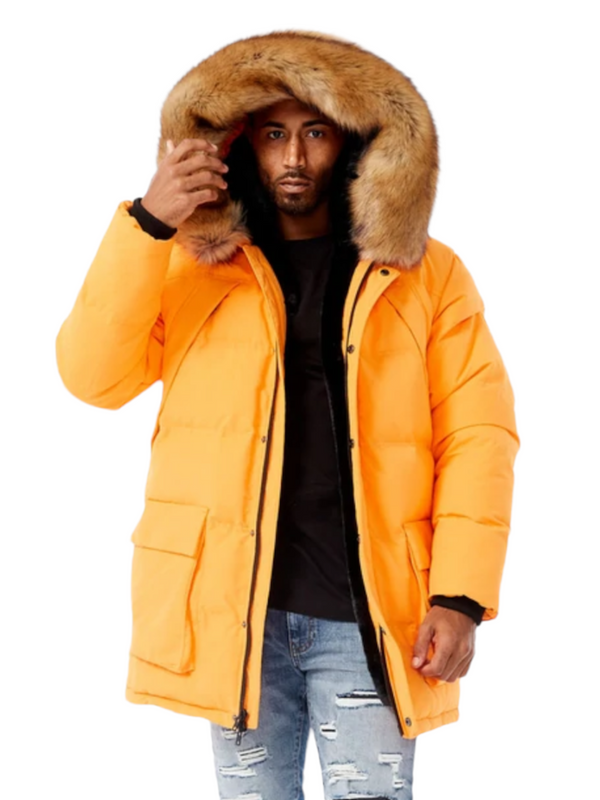 Jordan Craig Fur Lined Parka Coat (Orange)