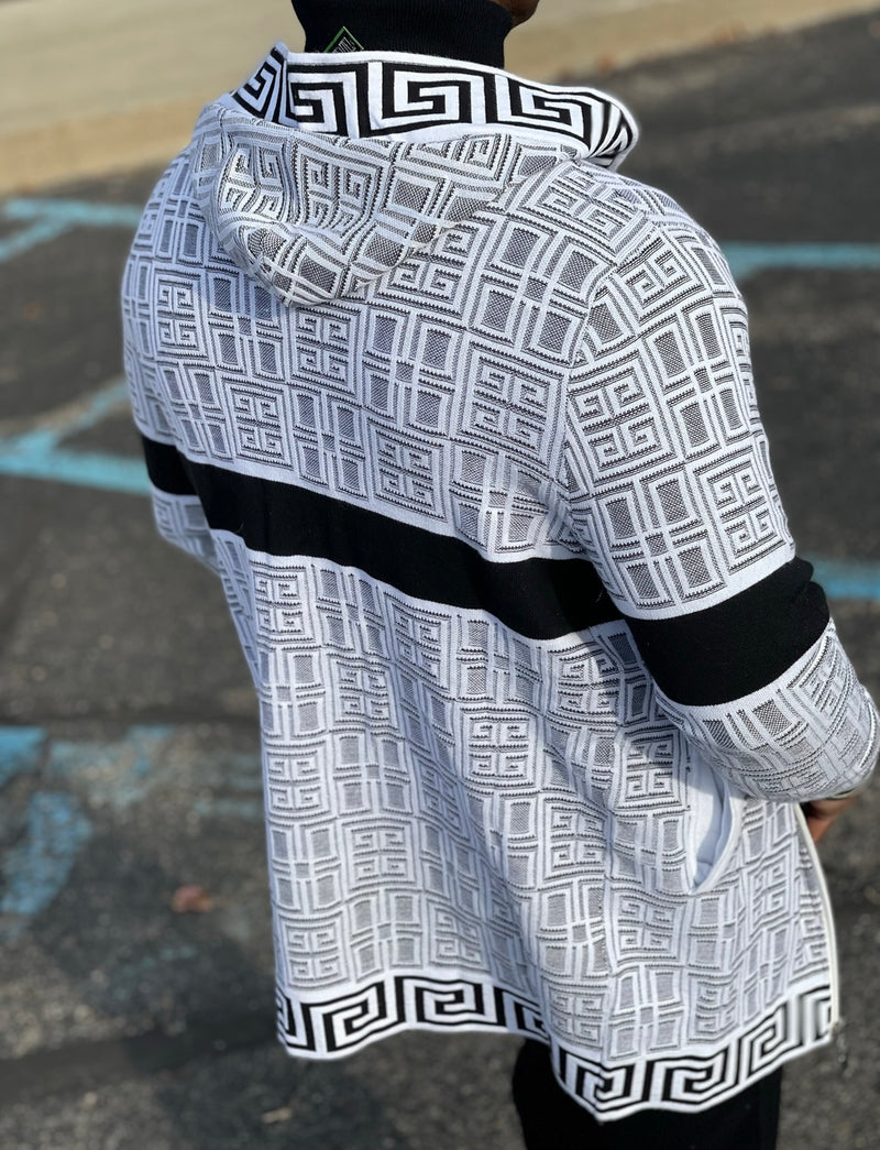 Prestige Full Zip "Downtown" Sweater (Black/White) 482