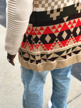 Azteka Cardigan Sweater 3/4 Length (Beige/Green) OIM