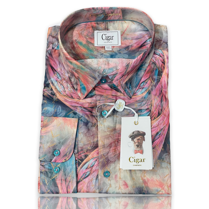Cigar Couture "Sunset" Shirt (Teal) S4077